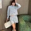 TZMM25006-XG　ミュウミュウ MIUMIU 2025年新作 ストライプ 2点セット ロングスリーブ シャツ ショートパンツ 学院風 おしゃれ レディース