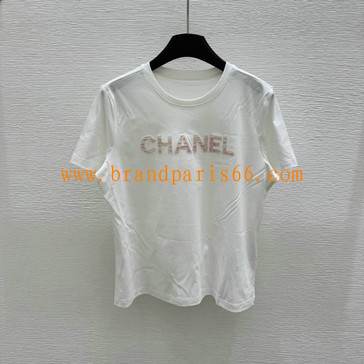 TDCH25013-XG　シャネル CHANEL 2025年最新入荷 コットンジャージー Tシャツ 半袖 クルーネック レディース カジュアル おしゃれ