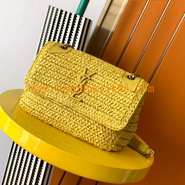 YSL498892BYL-99　イヴサンローラン Saint laurent YSL 2025年最新入荷 ラフィア ミニ チェーンポーチ ショルダーバッグ  レディース