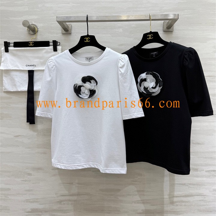 TDCH25014-XG　シャネル CHANEL 2025年新作 コットンジャージー Tシャツ 半袖 クルーネック レディース カジュアル おしゃれ 