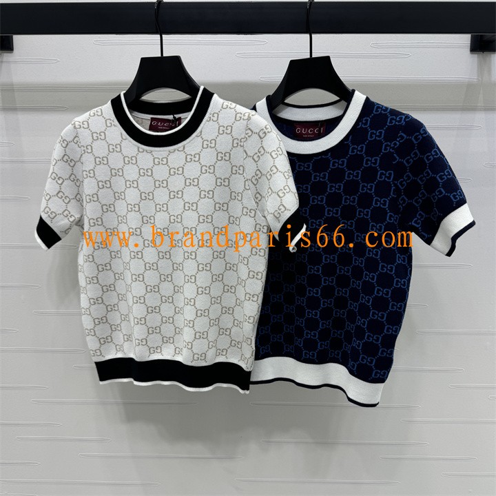 MDGG25003-XG　グッチ GUCCI 2025年新作 ショートスリーブ ニットシャツ クルーネック セーター おしゃれ レディース 