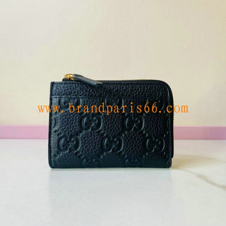 GG815936PBK-057　グッチ GUCCI 2025年新作 GGエンブレム ジップウォレット ファスナー短財布 カード入れ