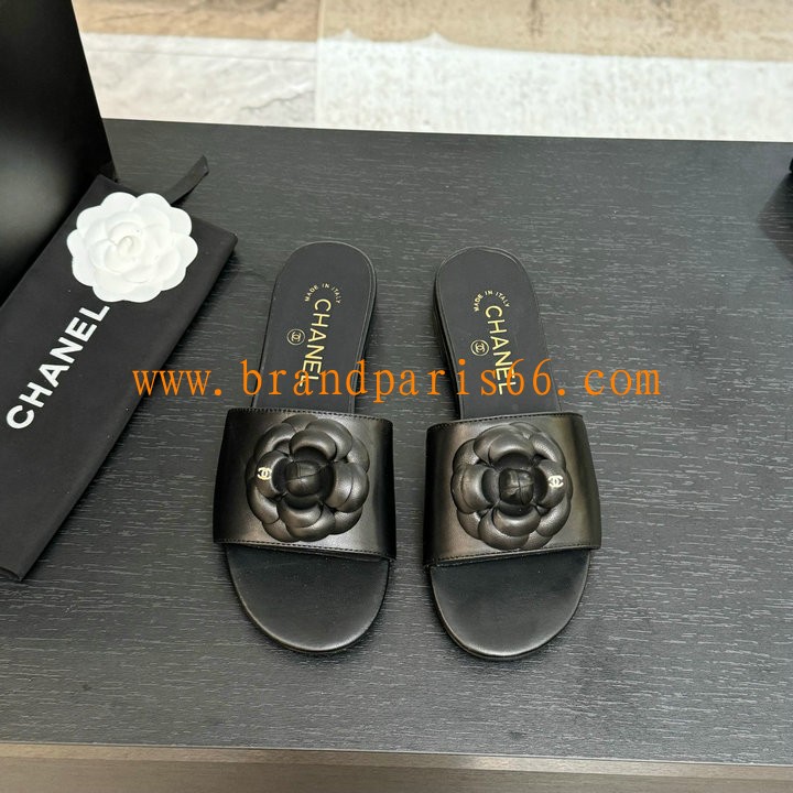 CHJ25008K-26　シャネル CHANEL 2025年新作 カメリア スライド フラットミュール スリッパ レディース