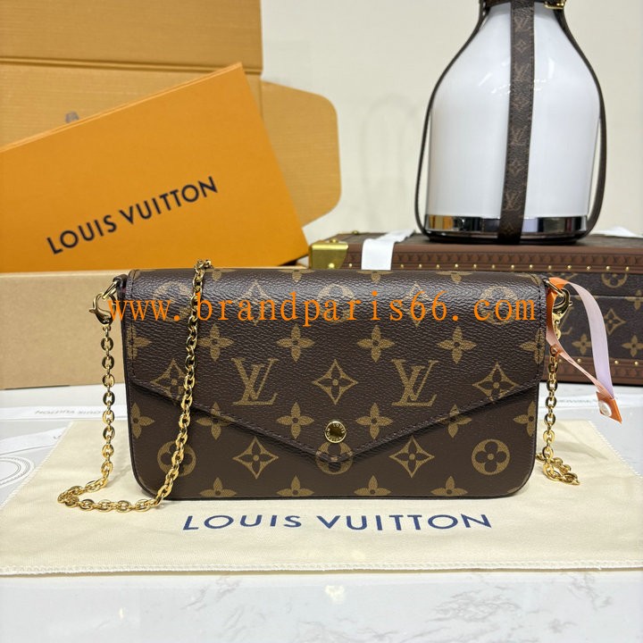 M81896-057　ルイヴィトン LOUISVUITTON 2025年新作 ポシェット フェリシー チェーン ウォレット ショルダーバッグ モノグラムキャンバス 
