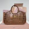 MM5BA293ZS-057　ミュウミュウ MIUMIU 2025年新作 レザー バスケットバッグ トートバッグ ハンドバッグ レザー レディース