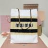 MM5BG248BBS-057　ミュウミュウ MIUMIU 2025年新作 ラフィアエフェクトウーブン トートバッグ 肩掛け ショルダーバッグ レディース 
