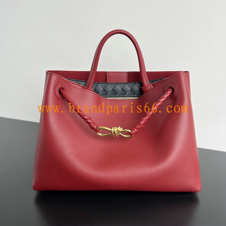 BOV810214RD-aj　ボッテガヴェネタ BOTTEGAVENETA 2025年新作 ミディアム アンディアーモ トップハンドルバッグ レディース トートバッグ ショルダーバッグ