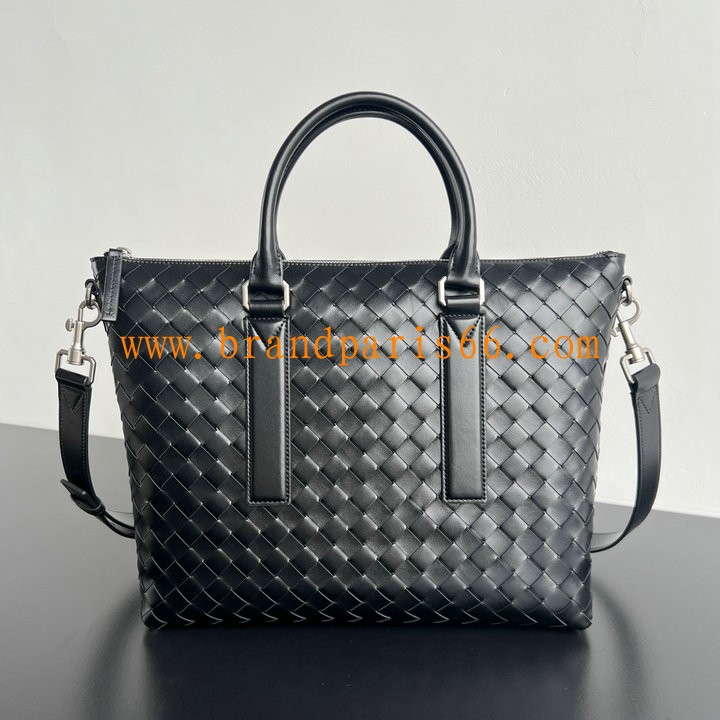 BOV815784BK-aj　ボッテガヴェネタ BOTTEGAVENETA 2025年新作 イントレチャート ファスナー ノースサウス トートバッグ ブリーフケース メンズ