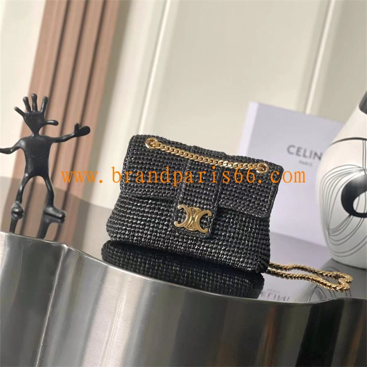 CE116593LBK-99　セリーヌ CELINE 2025年新作 ティーン ヴィクトワール バッグ チェーンポーチ ショルダーバッグ ラフィア