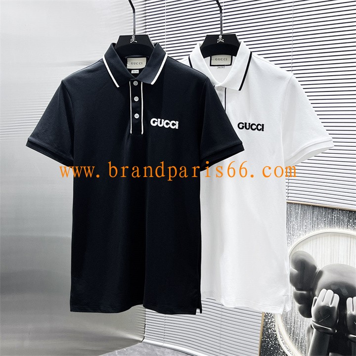 TDGG25024-JS　グッチ GUCCI 2025年新作 コットンジャージー ポロシャツ フリップカラー 半袖 メンズ