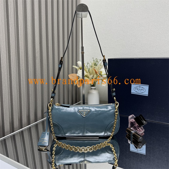 PD1BC221LNL-GH　プラダ PRADA 2025年新作 ミディアム レザー ショルダーバッグ ホーボーバッグ レディース