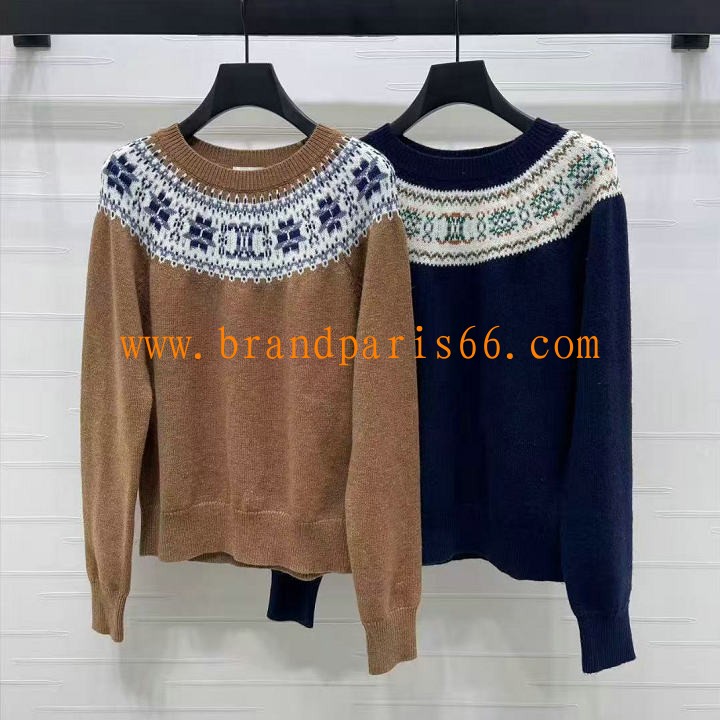 MCCE25007-XG　セリーヌ CELINE 2025年新作 ロングスリーブ ウールニット セーター クルーネック 長袖 レディース