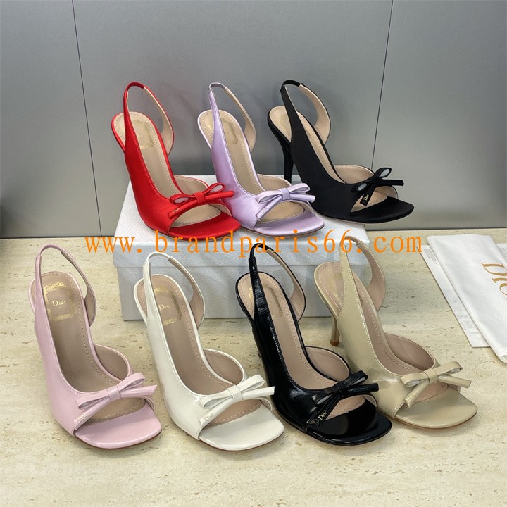 CDJ25028P-26　クリスチャンディオール CHRISTIAN DIOR 2025年新作 ミディヒールサンダル リボン付き レディース シューズ
