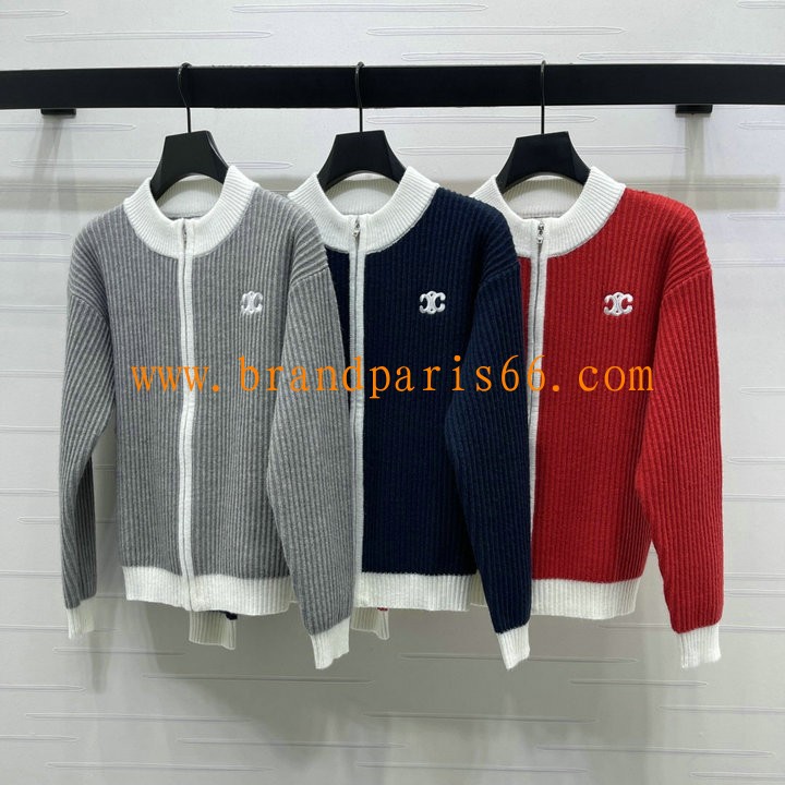 MKCE26005-XG　セリーヌ CELINE 2026年新作 カーディガン ロングスリーブ ウールニット ジャケット クルーネック 長袖 レディース 