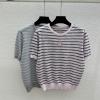 MDCE26011-XG　セリーヌ CELINE 2026年新作 ストライプ ショートスリーブ ウール セーター クルーネック レディース 