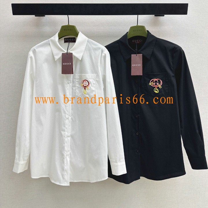 CCGG26001-XG　グッチ GUCCI 2026年新作 ロングスリーブ シャツ 开襟 ブラウス コットン レディース 