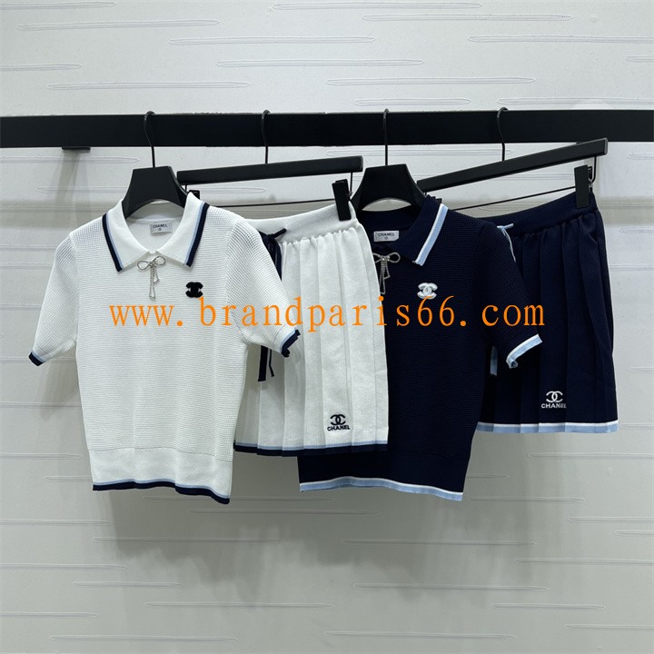 TZCH26012-XG　シャネル CHANEL 2026年新作 シャネル CHANEL 2026年新作 ニット 上下セット ショートスリーブ セーター ニット ミニスカート カジュアル