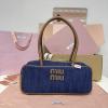 MM5BB173BSL-GH　ミュウミュウ MIUMIU 2026年新作 トートバッグ レディース ハンドバッグ 高質感 ボー デニム