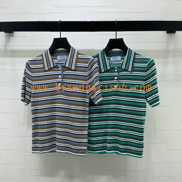 TDPD26012-XG プラダ PRADA 2026年 ショートスリーブ ポロ ニットシャツ テンセル セーター カジュアル